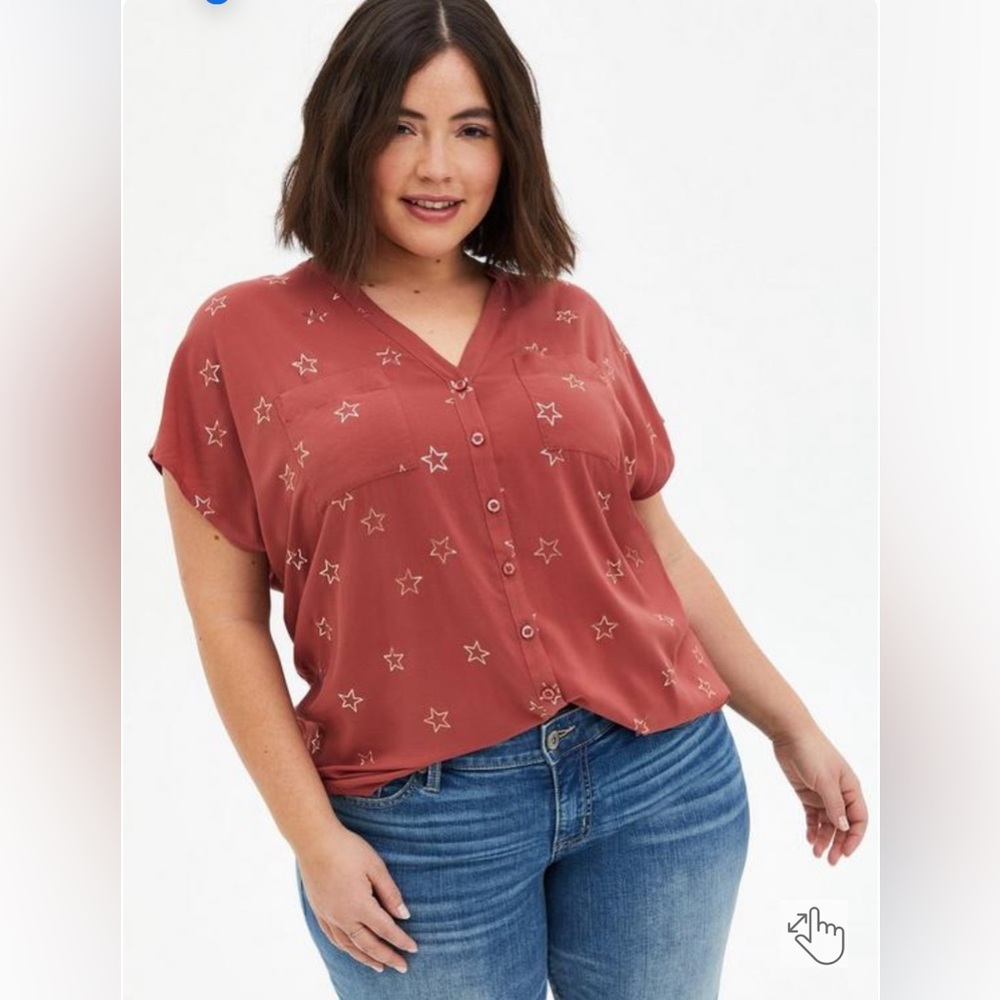 Challis Button-Front Dolman Sleeve Top Sz 4X